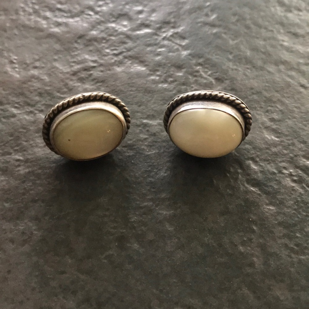 .925 Sterling Silver and White Stone Earrings